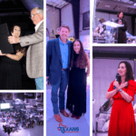 Collage of Texans for Medical Freedom event: guests, speakers, awards, and a large gathering in an aviation-themed venue.